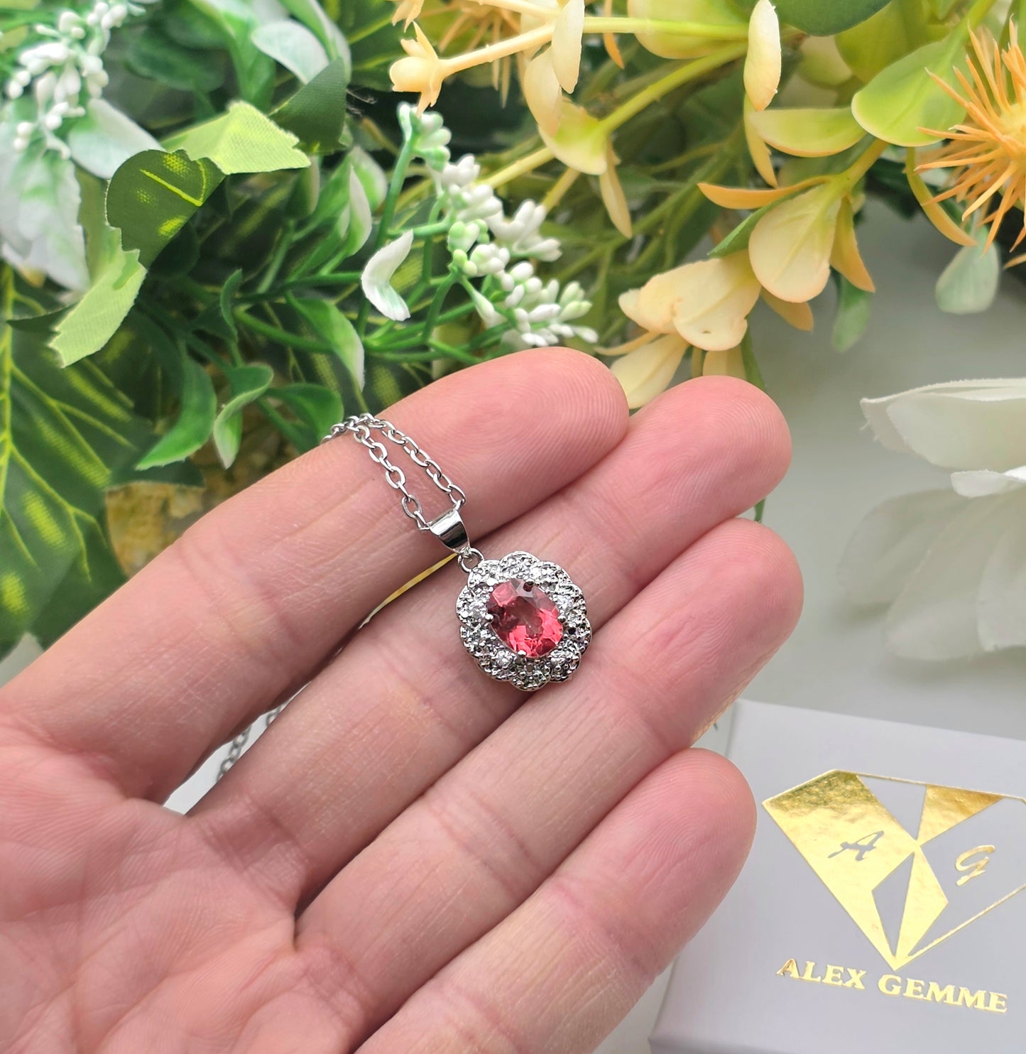 CIONDOLO FIORE IN TOPAZIO ROSA