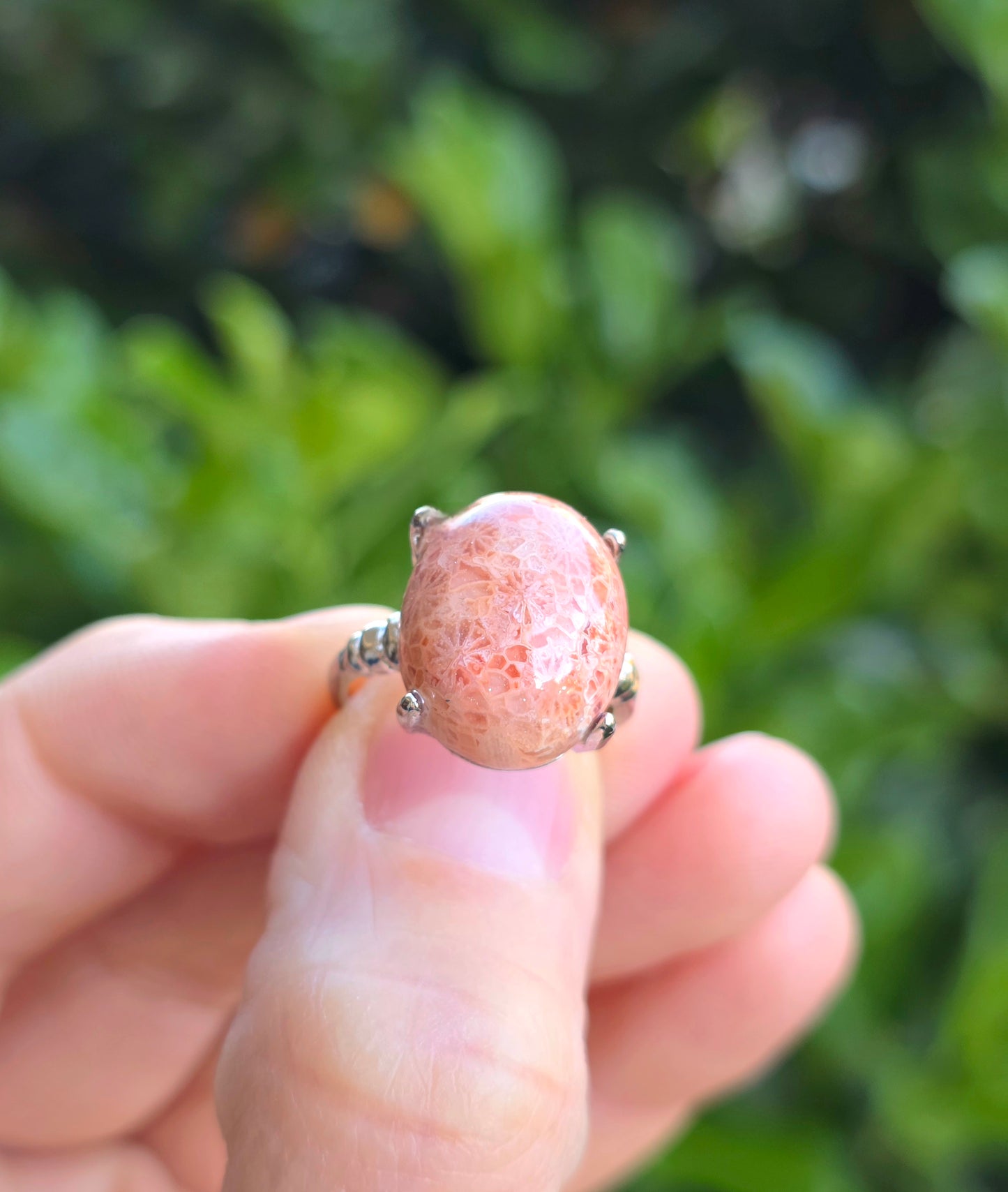 ANELLO IN CORALLO FOSSILE