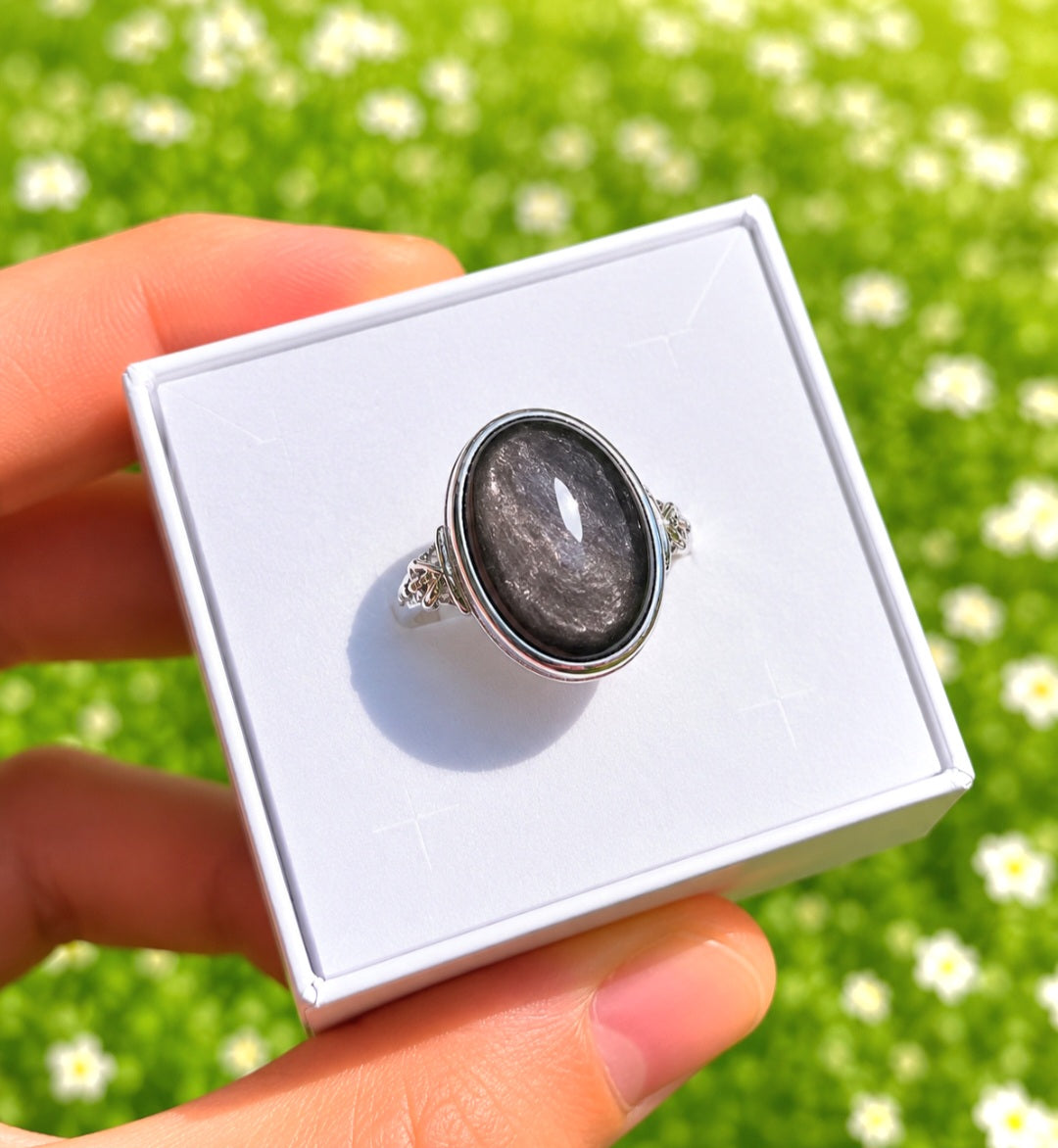 ANELLO IN OSSIDIANA SILVER