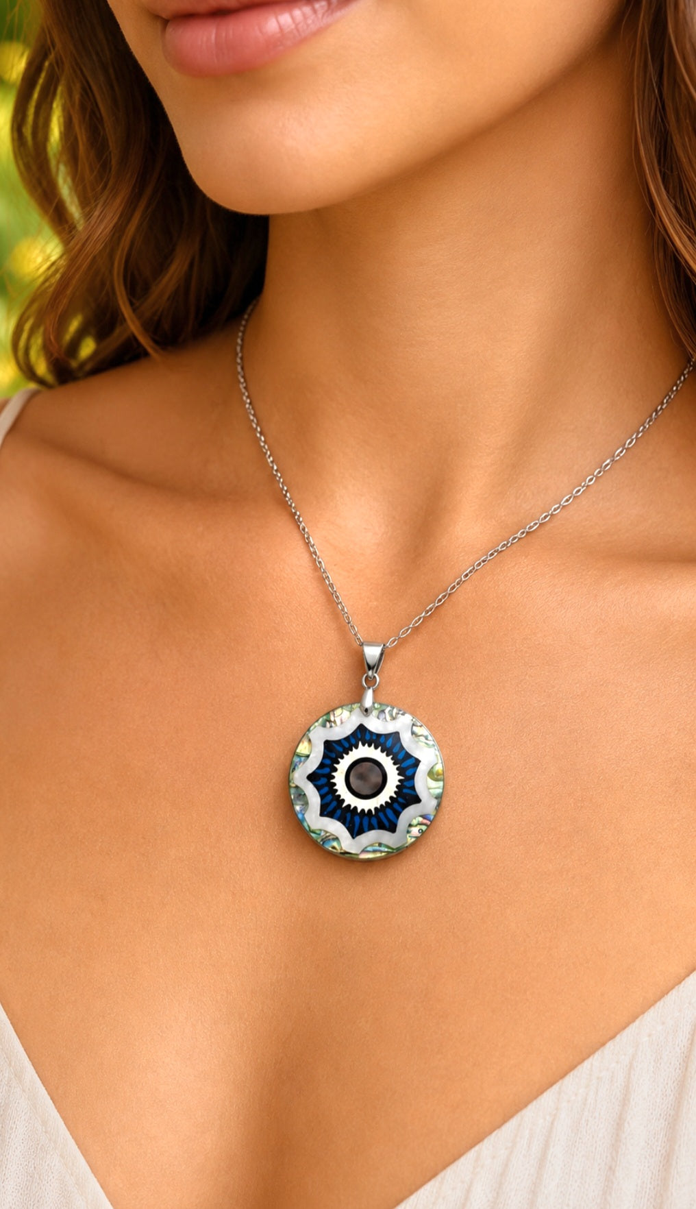 CIONDOLO OCCHIO DI SHIVA ABALONE