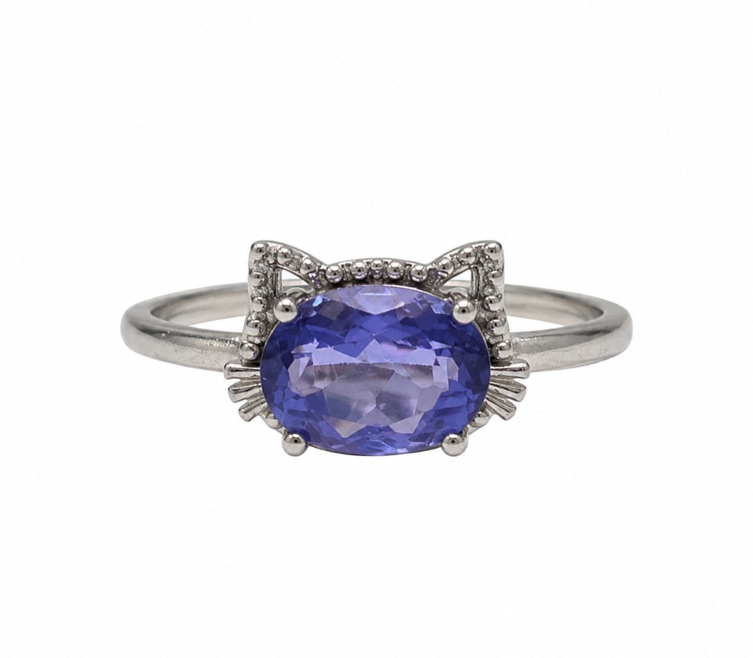 ANELLO GATTINO IN FLUORITE BLU