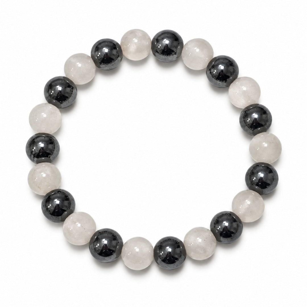 BRACCIALE QUARZO ED EMATITE (8mm)