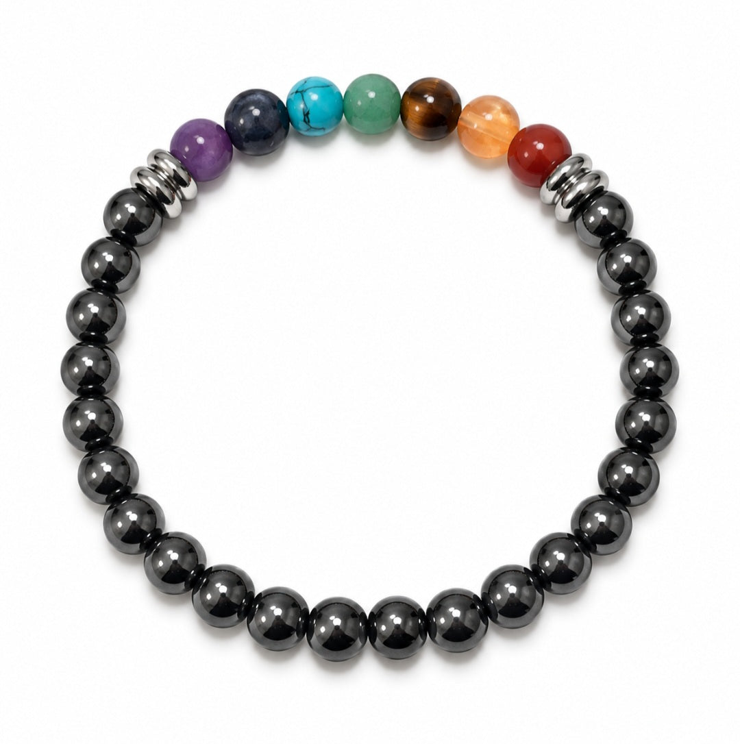 BRACCIALE IN EMATITE DEI 7 CHAKRA (6mm)