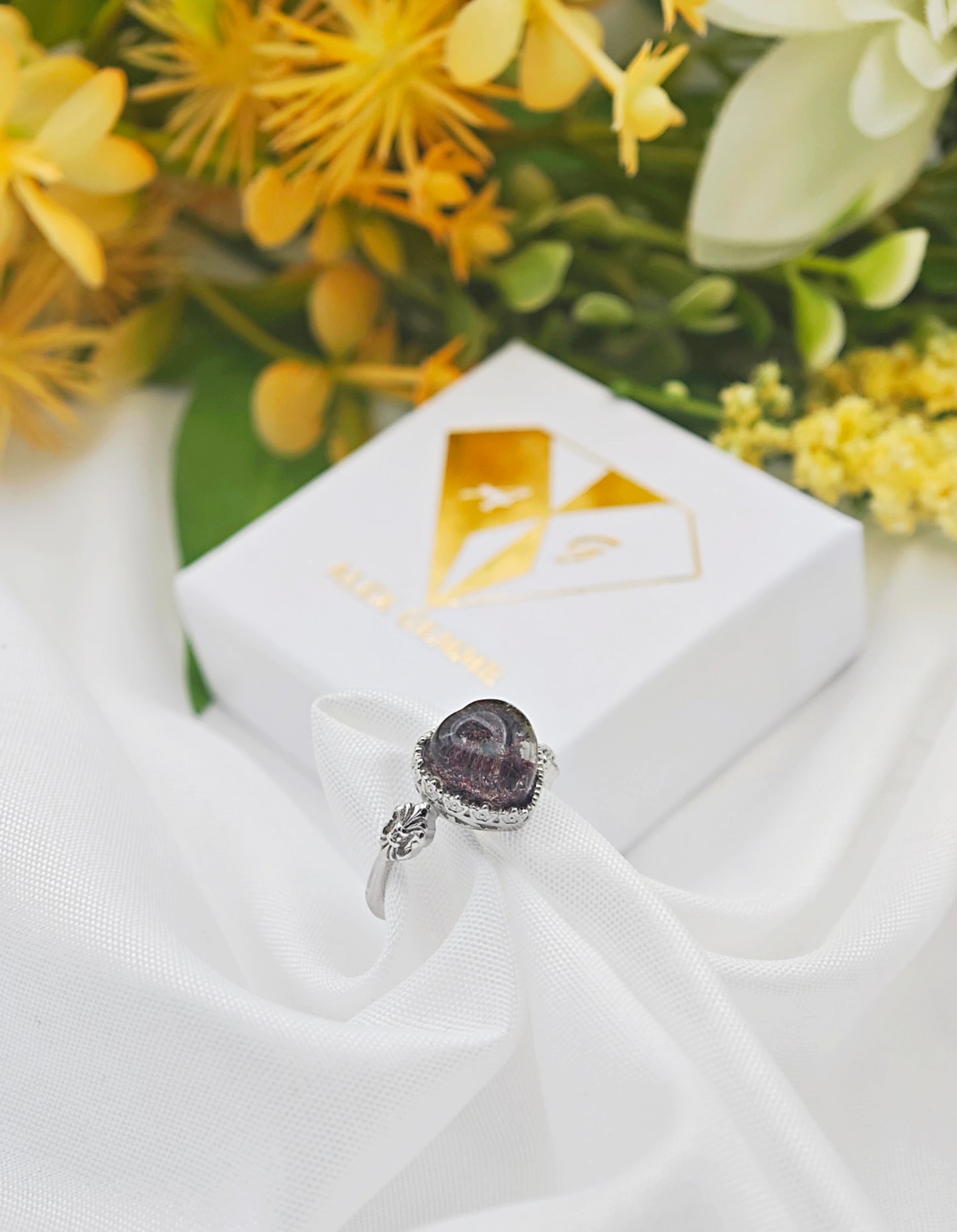 ANELLO CUORE DI LODOLITE (Quarzo Giardino)