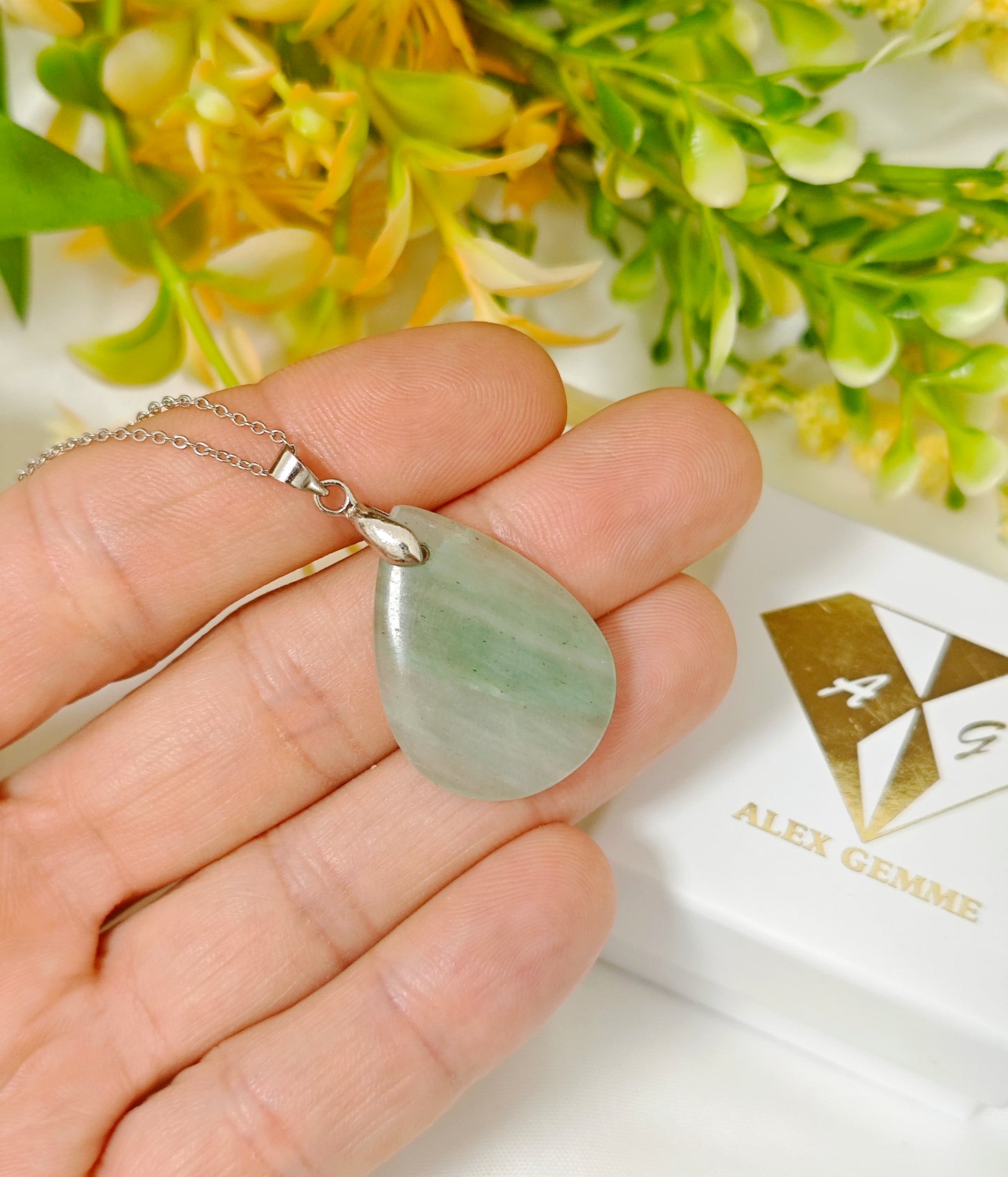 CIONDOLO IN AVVENTURINA VERDE CON BRACCIALE IN OMAGGIO