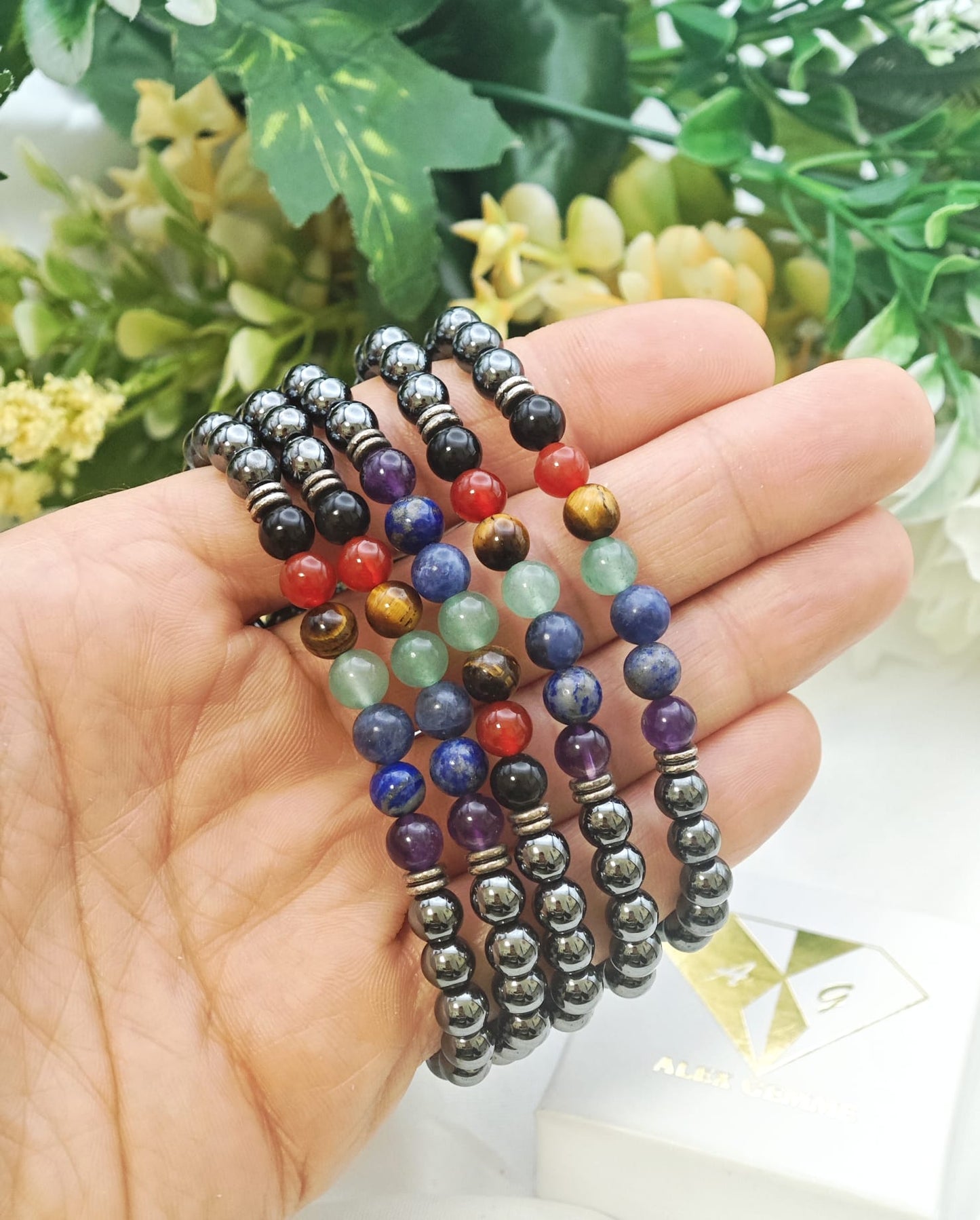 BRACCIALE IN EMATITE DEI 7 CHAKRA (6mm)