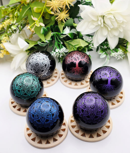 SFERA IN OSSIDIANA NERA STILIZZATA