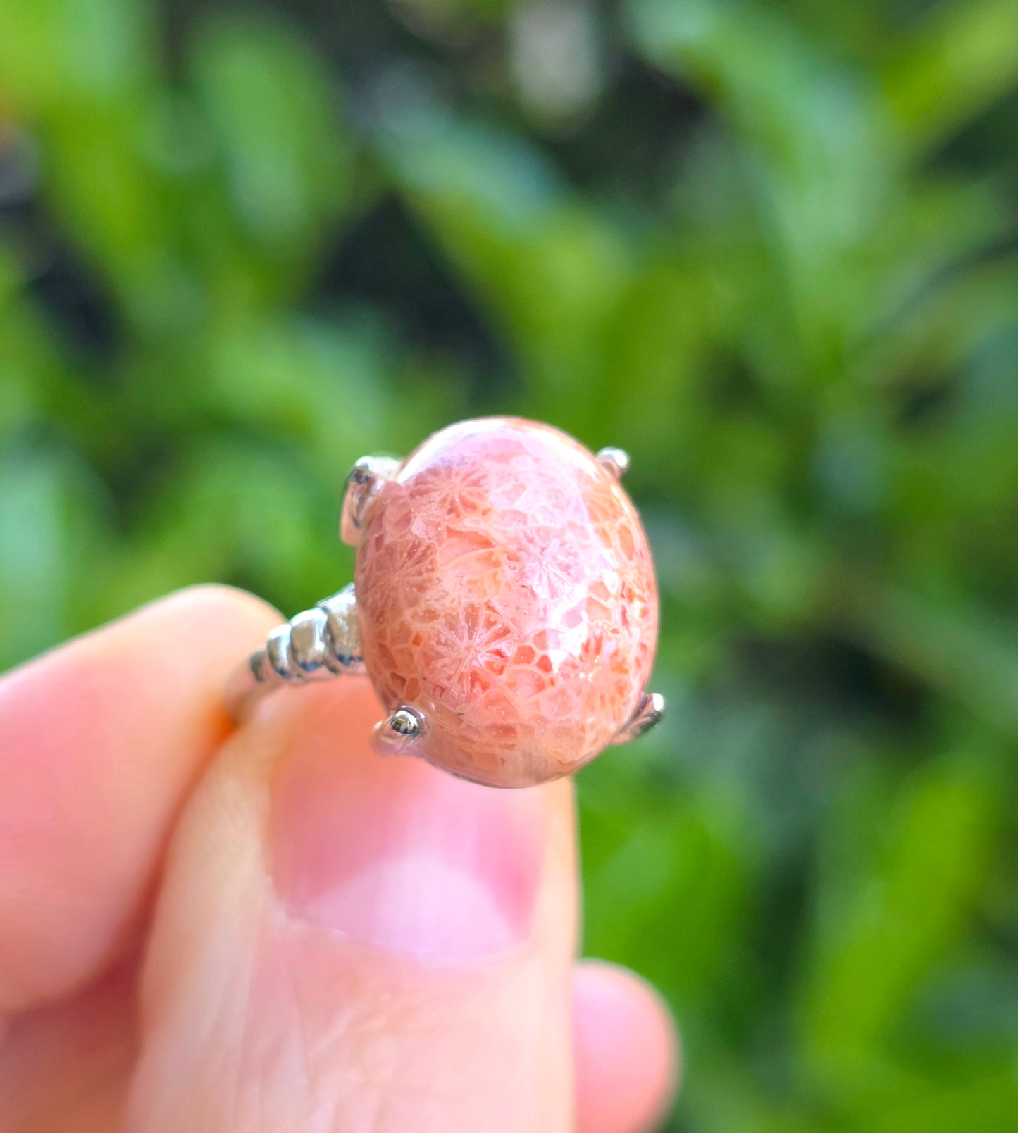 ANELLO IN CORALLO FOSSILE