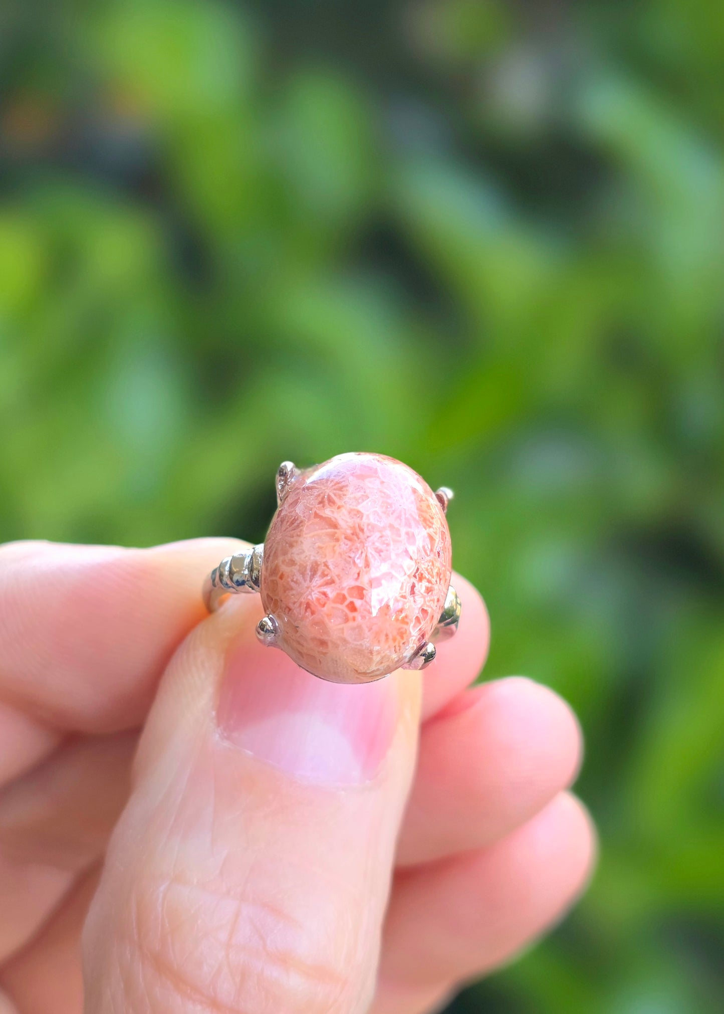 ANELLO IN CORALLO FOSSILE