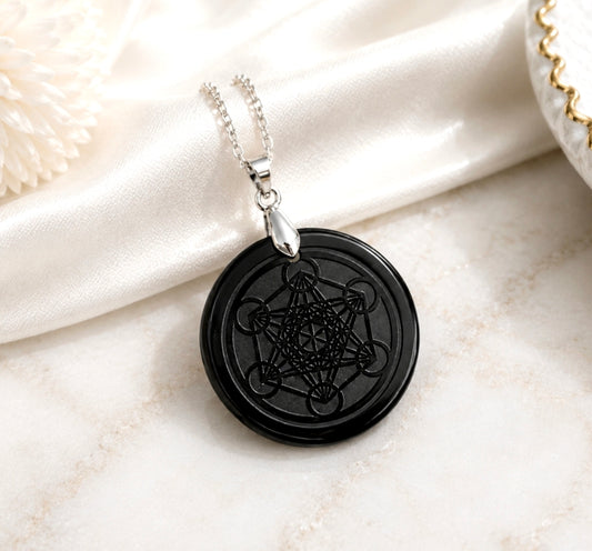CIONDOLO METATRON IN TORMALINA NERA
