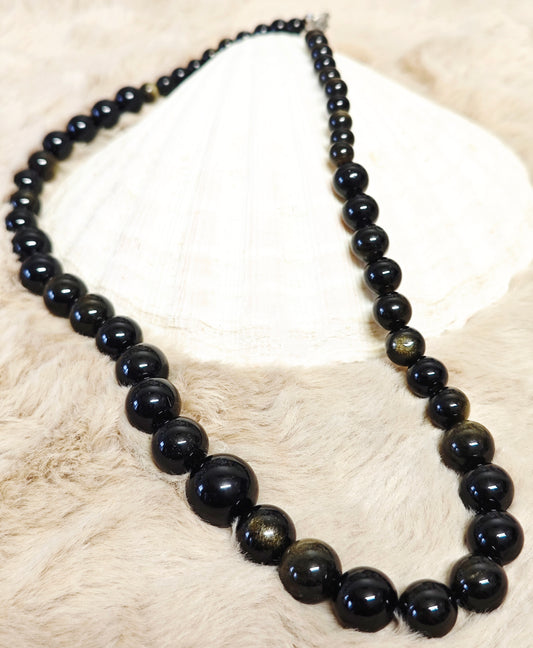 COLLANA IN OSSIDIANA GOLD
