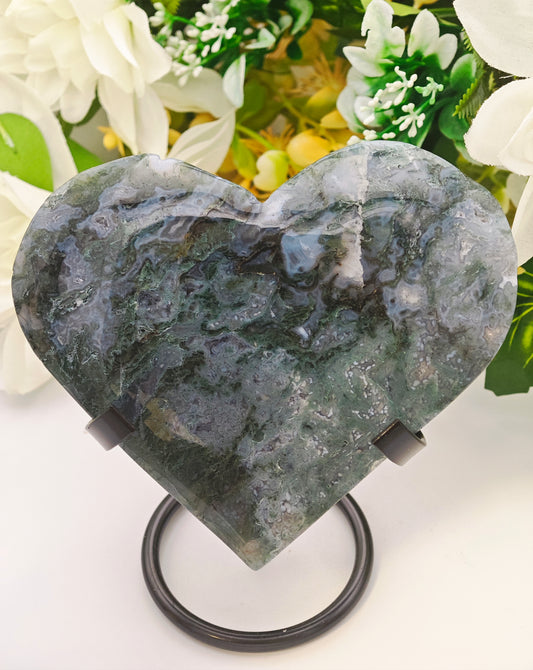CUORE XL IN AGATA MUSCHIATA CON AGATA BLU