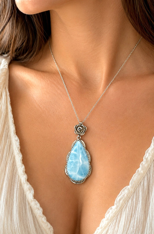 CIONDOLO GOCCIA DI LARIMAR HQ