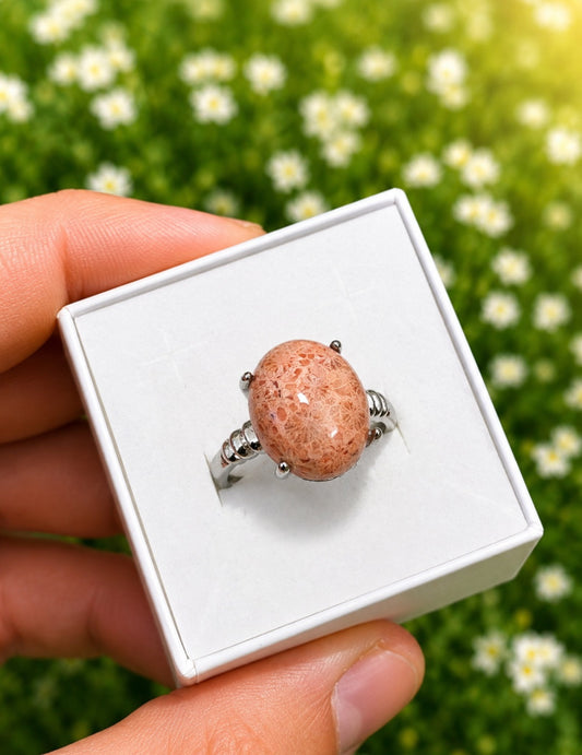 ANELLO IN CORALLO FOSSILE