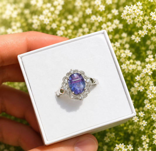 ANELLO IN FLUORITE BLU RAINBOW 🌈