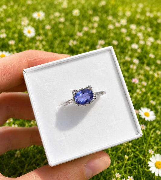 ANELLO GATTINO IN FLUORITE BLU