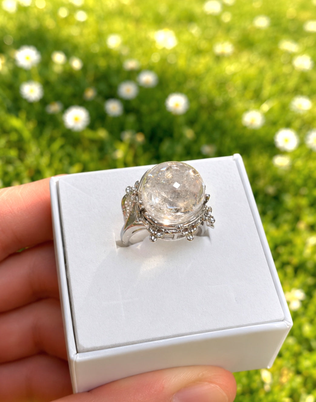 ANELLO SFERA IN CRISTALLO DI ROCCA