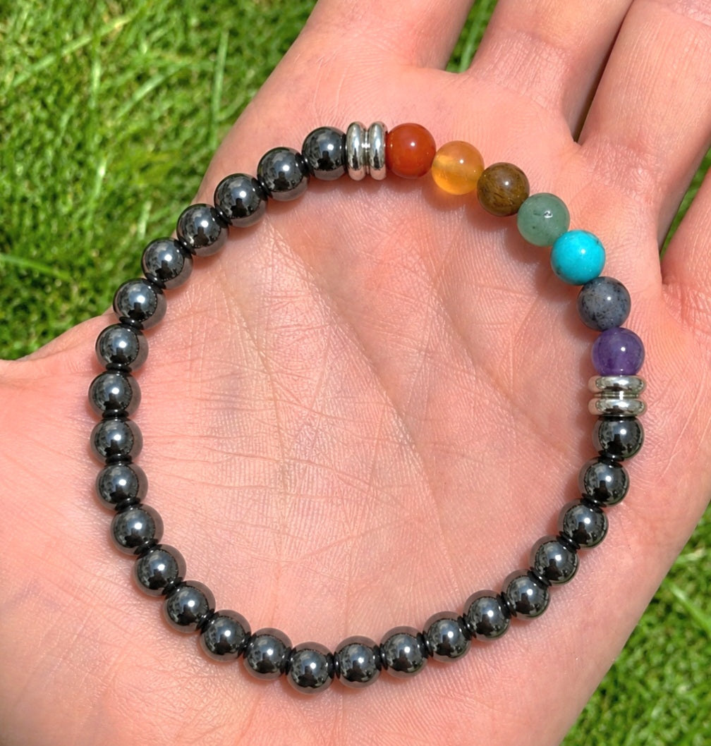 BRACCIALE IN EMATITE DEI 7 CHAKRA (6MM)