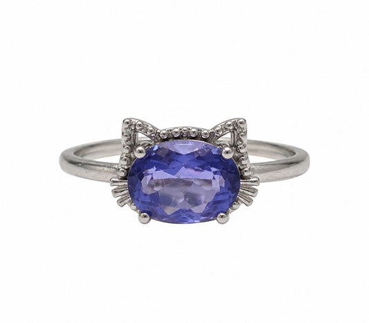 ANELLO GATTINO IN FLUORITE BLU