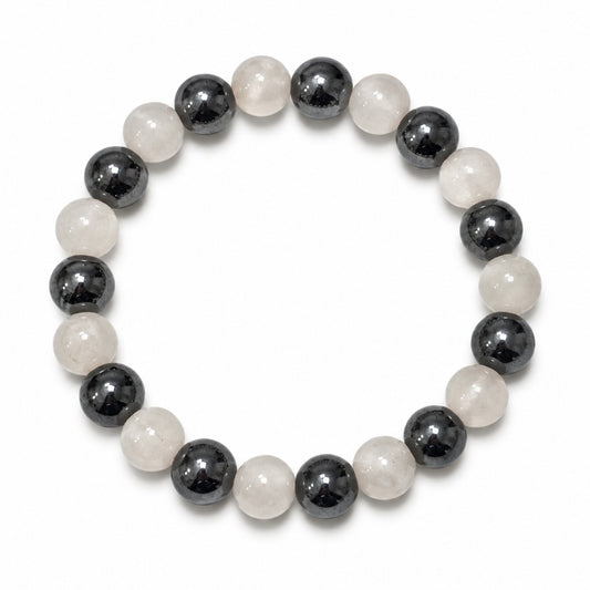 BRACCIALE QUARZO ED EMATITE (8mm)