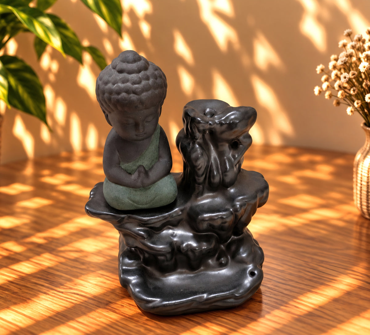 BRUCIA INCENSO A RIFLUSSO BUDDHA IN CERAMICA
