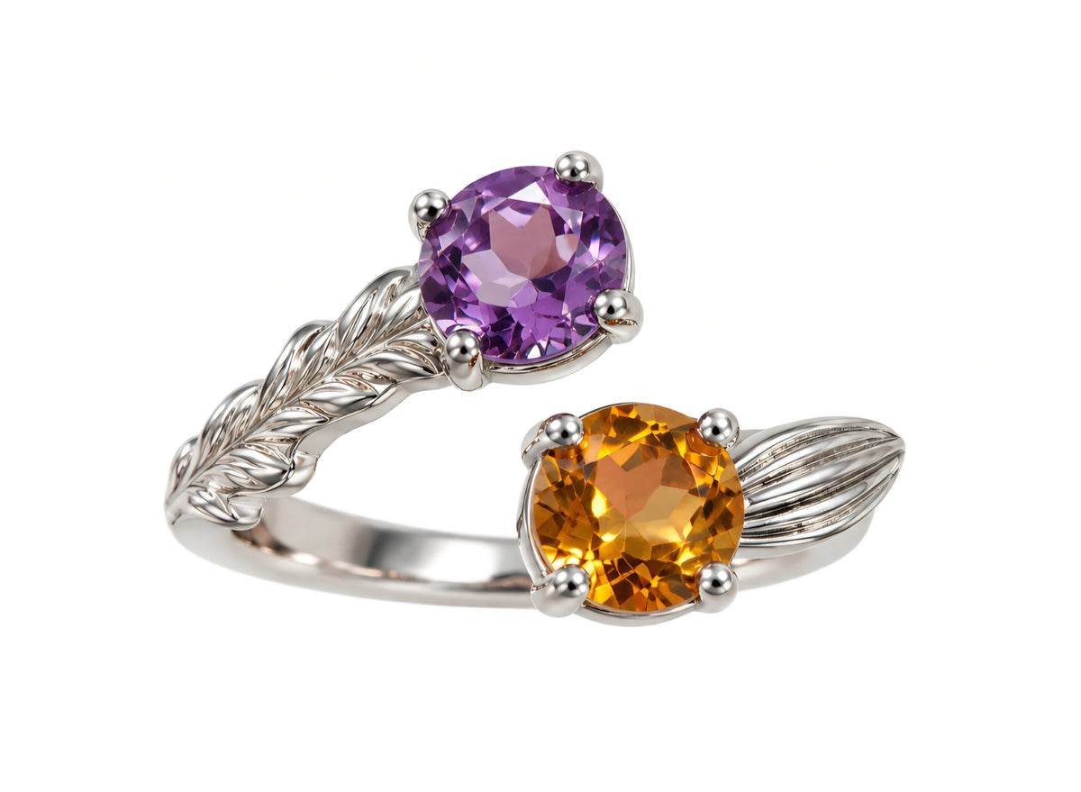 ANELLO IN AMETISTA E CITRINO