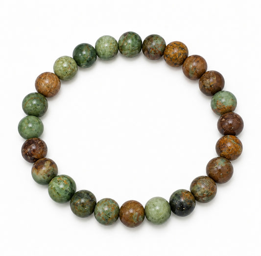 BRACCIALE IN OPALE VERDE FOSSILE (6mm)