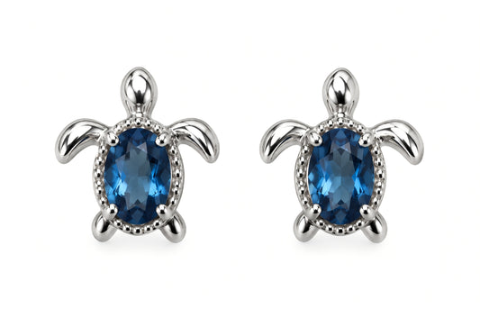 ORECCHINI TARTARUGA IN TOPAZIO BLU (Arg.925)