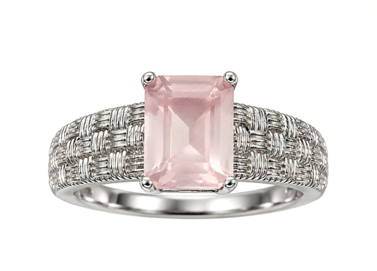 ANELLO MARTELLATO IN QUARZO ROSA