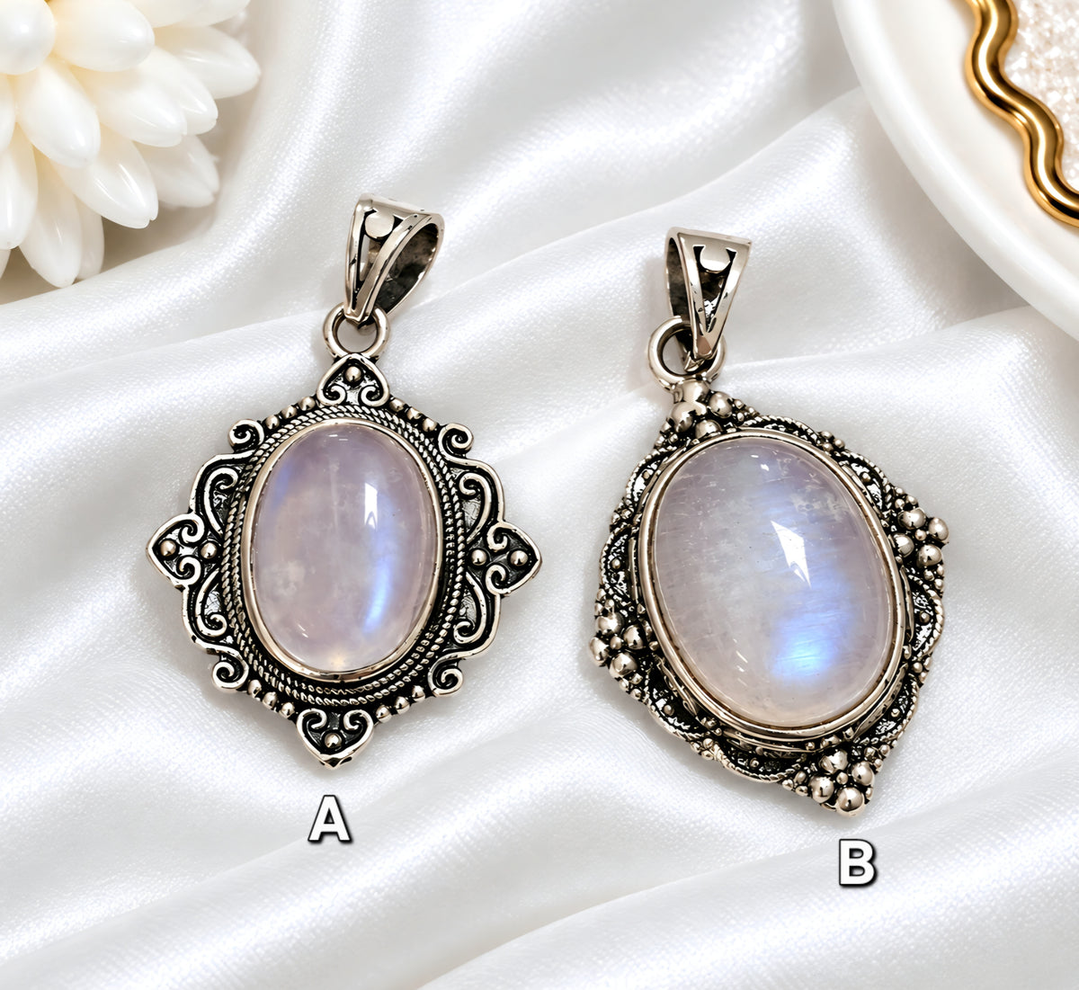 CIONDOLO VINTAGE IN LABRADORITE BIANCA