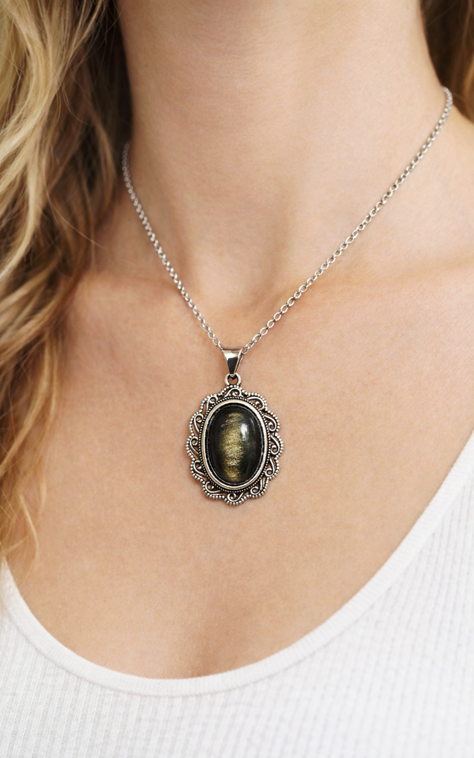 CIONDOLO IN OSSIDIANA GOLD VINTAGE