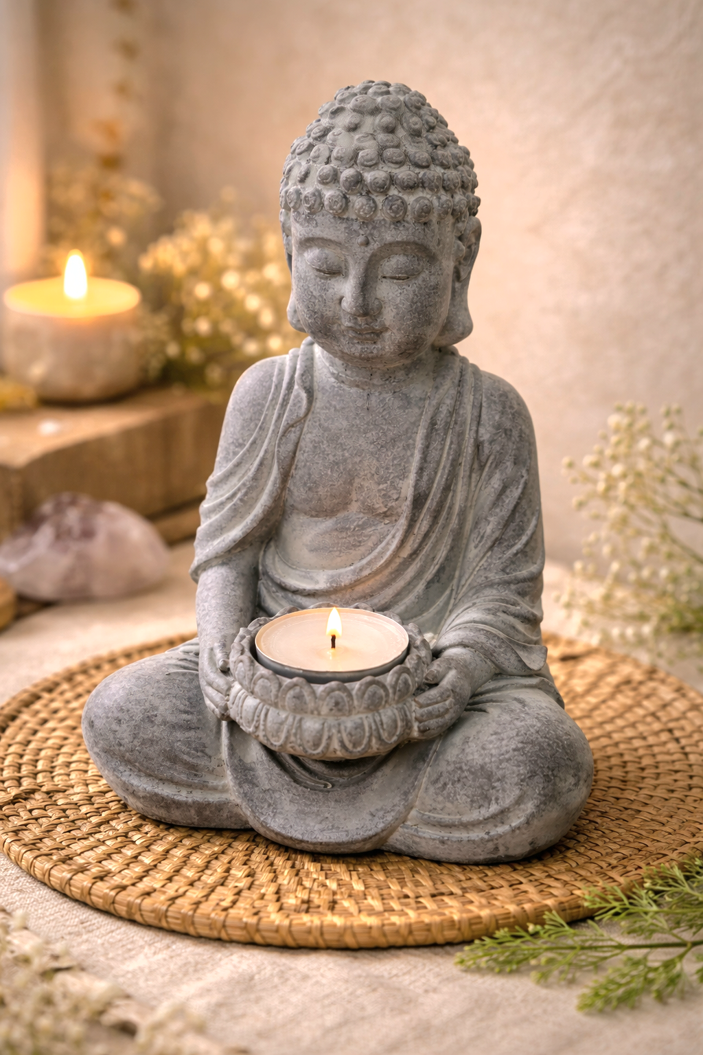 BUDDHA PORTA T-LIGHT IN CERAMICA