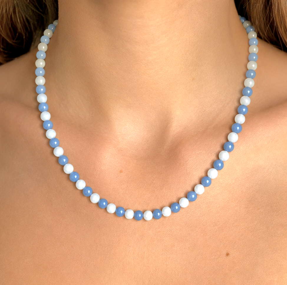 COLLANA DUAL IN ANGELITE E ADULARIA HQ