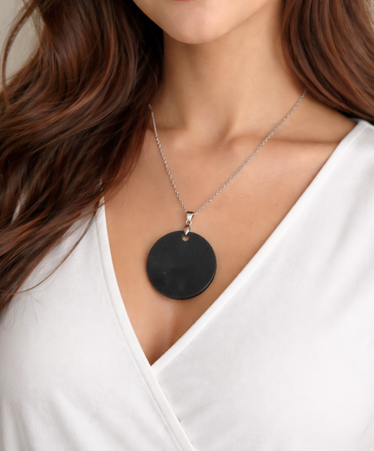 CIONDOLO MEDAGLIONE IN SHUNGITE RUSSA