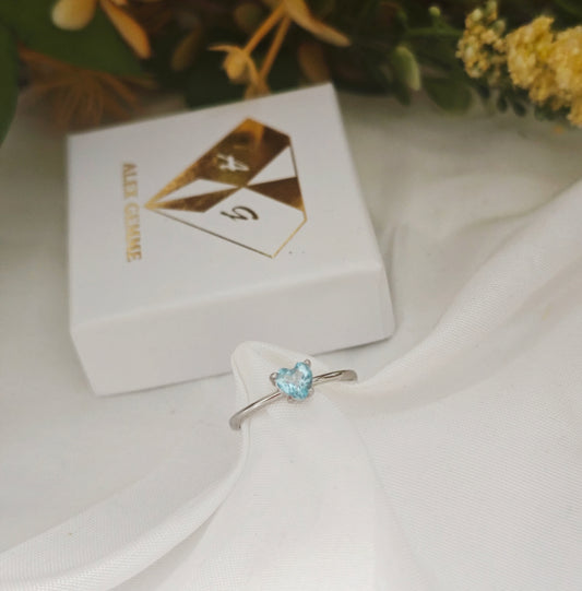 ANELLO "CUORE" IN TOPAZIO BLU