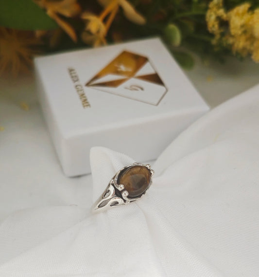 ANELLO "TIGRE D'ARGENTO" IN OCCHIO DI TIGRE