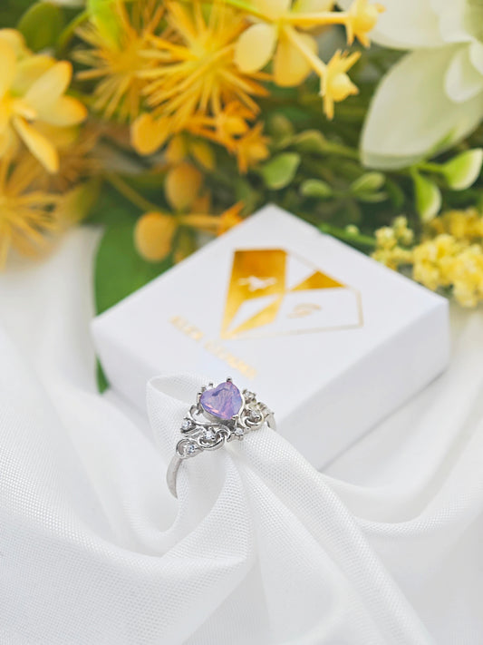 ANELLO CUORE IN QUARZO LAVANDA