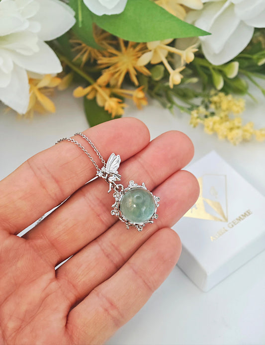 CIONDOLO SFERA DI FATA IN FLUORITE VERDE