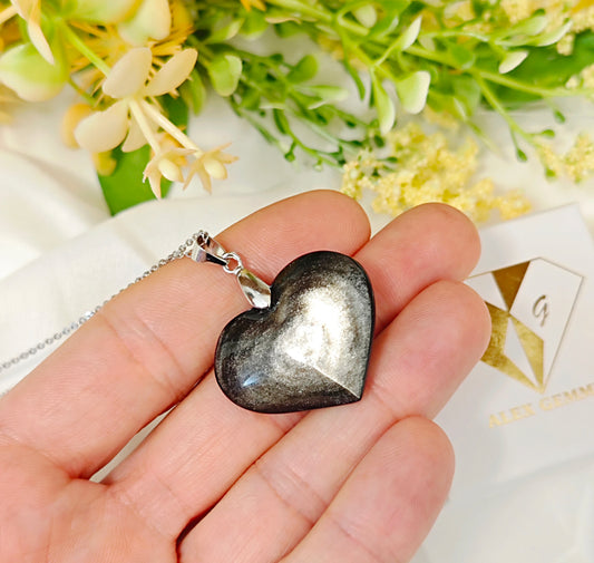 CIONDOLO CUORE IN OSSIDIANA SILVER HQ