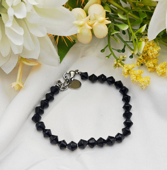 BRACCIALE CONI DI TORMALINA NERA (Misura minima diametro 17/18)