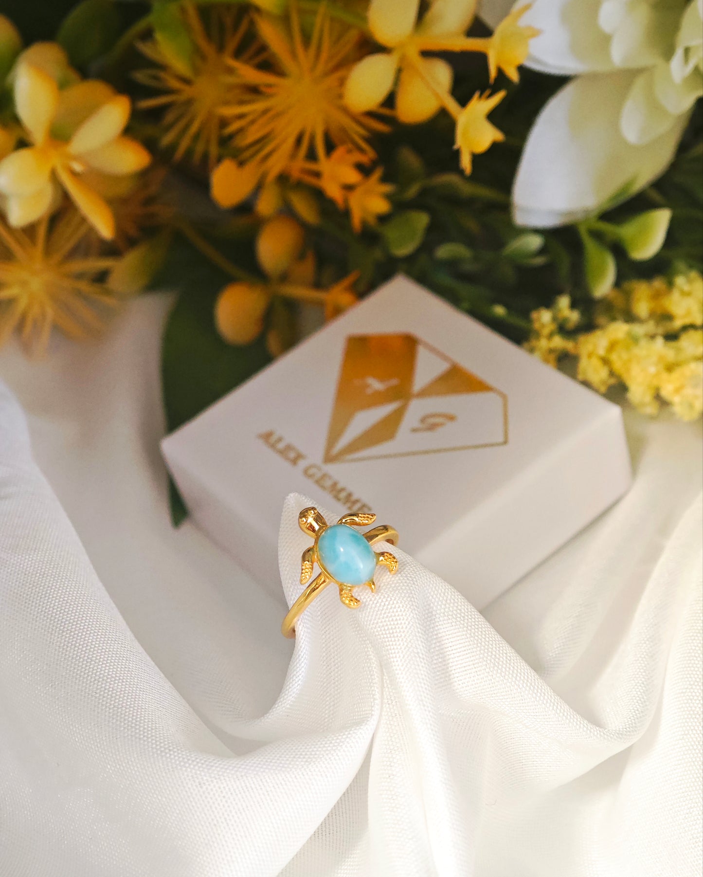 ANELLO TARTARUGA GUSCIO DI LARIMAR