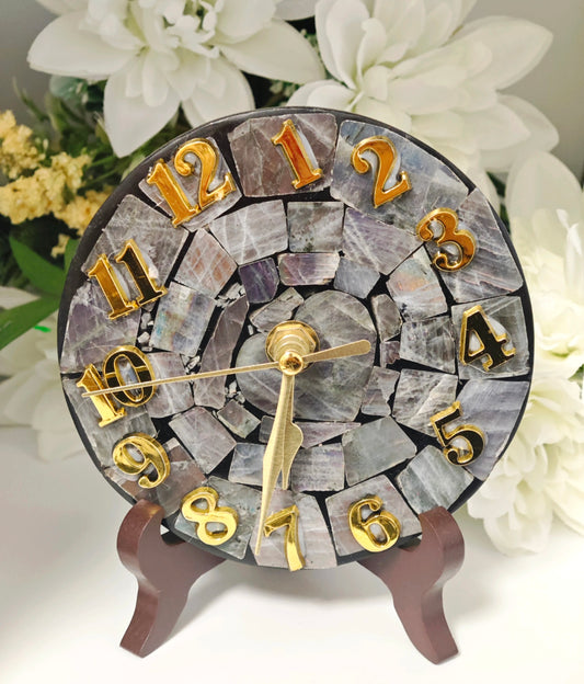 OROLOGIO IN LABRADORITE (Stand e pile inclusi)