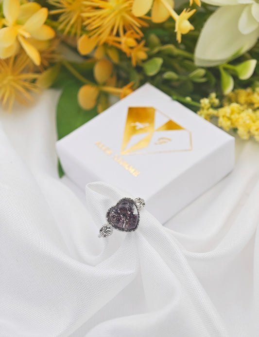 ANELLO CUORE DI LODOLITE (Quarzo Giardino)