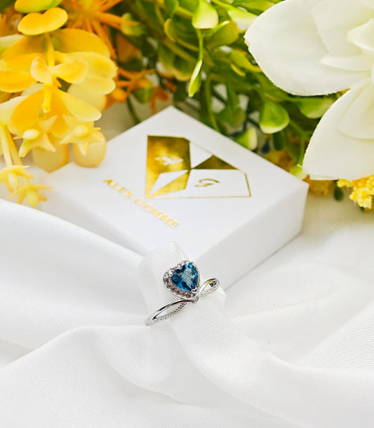 ANELLO CUORE IN TOPAZIO BLU