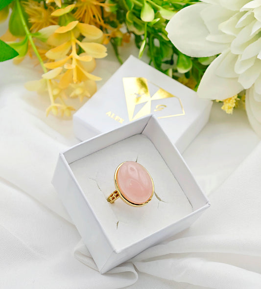 ANELLO GOLD IN QUARZO ROSA
