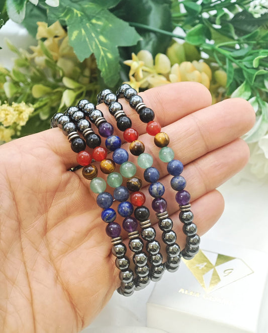 BRACCIALE IN EMATITE DEI 7 CHAKRA (6mm)